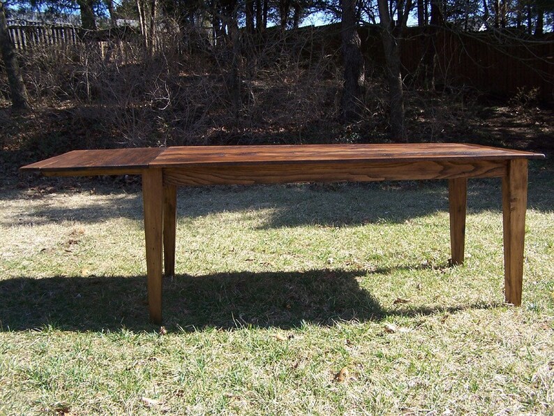 Reclaimed Wormy Chestnut Dining Table with Breadboard Extension - Rustic Farmhouse Wooden Kitchen Table - Custom Furniture image 4