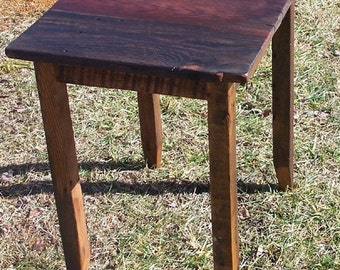 FREE SHIPPING - Antique Side Table - Wooden Oak Nightstand Table - Reclaimed Oak Wood End Table