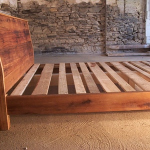 Reclaimed Wood SLANT BACK Platform Bed, Farmhouse Bed Frame, King Bed Frame, Queen Bed Frame And Headboard, Custom Reclaimed Wood Bed Frame image 1