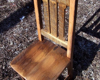 Dining Chair, Barnwood Chair, Farmhouse Dining Chair, Mission Oak Furniture, Distressed Wood Chair, Antique Rustic Stool, Reclaimed