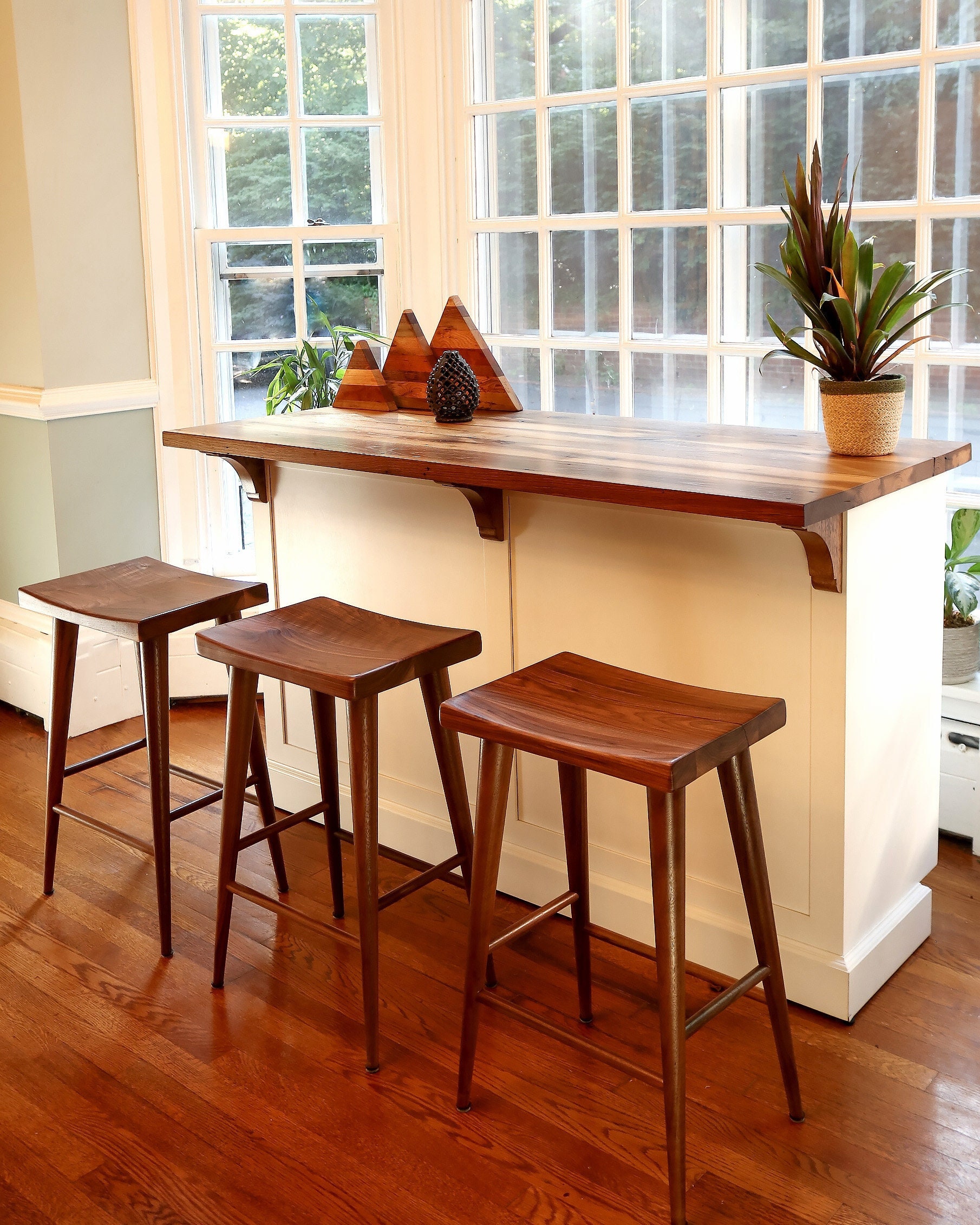 Walnut saddle counter stool discount