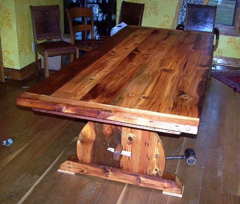 Trestle Table, Heart Pine Table, Reclaimed Wood Table, Barn Wood Table, Dining Table, Modern Farmhouse Table, Upcycled Wood, Rustic Table image 2