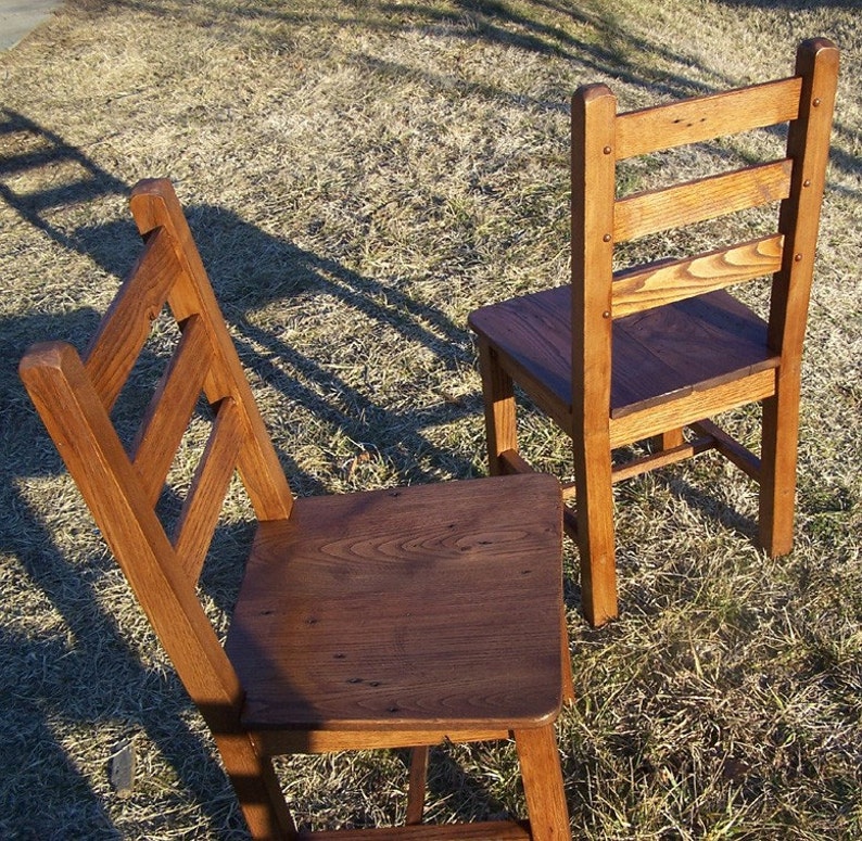 Kitchen Chair With Back, Wood Dining Chair, Ladderback Chair, Farmhouse Dining Chair, Rustic Side Chair, Wormy Chestnut Chair, Dining Room image 2