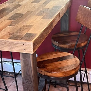 Swivel Bar Stools with Backs - Counter Height Stools with Backrest - Rebar Metal Frame and Reclaimed Solid Wood Seat for Commercial Seating bild 2