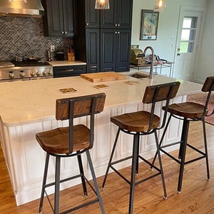 FREE SHIPPING Bar Stools With Backs Swiveling, Counter Stools, Scooped Seat Brewsters, Tractor Seat Industrial Stool for commercial or home image 1