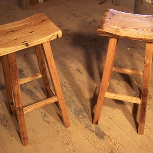 FREE SHIPPING Counter stool wood counter height Saddle counter stool bar height Reclaimed wood bar stool counter height image 3