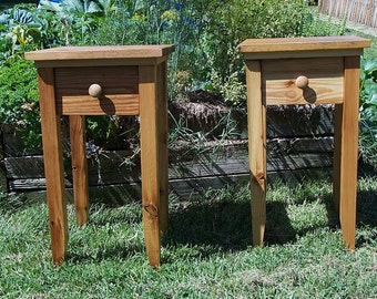 Pine End Table Nostalgic Decor Antique Side Table Wood Table Drawer Wood End Table Primitive Table Ski Lodge Decor Wood Nightstand