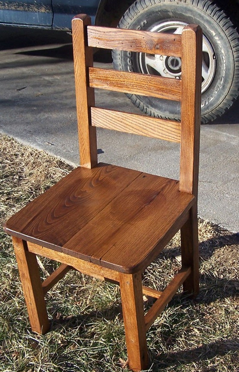 Kitchen Chair With Back, Wood Dining Chair, Ladderback Chair, Farmhouse Dining Chair, Rustic Side Chair, Wormy Chestnut Chair, Dining Room image 5