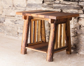 Reclaimed Wood End Table,  Log Furniture, Log End Table, Space-Saving Console Table, Wood Side Table, Log TV Stand, Rustic Coffee Table