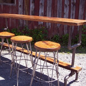 Bar Height Table, Industrial Bar Table, Reclaimed Barnwood Table, Wood Table, Metal Pipe Table, Kitchen Island Table image 4