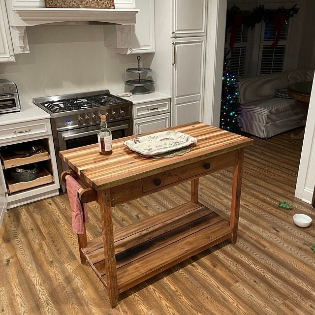 Counter height butcher block island deals