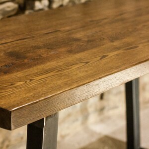 Reclaimed wood table Dining table with industrial design THE RAPPAHANNOCK Wood trestle dining table / desk with metal legs image 3