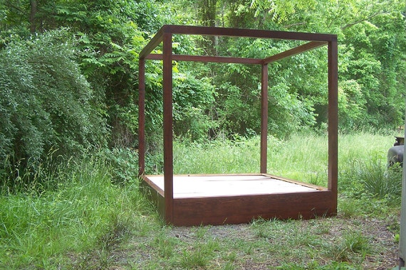 Canopy wood platform bed king deals
