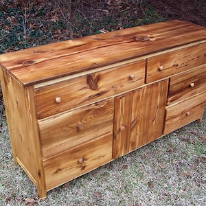 Modern Farmhouse Solid Reclaimed Pine Dresser With 6 Drawers and Sweater Closet,  Custom Handmade Reclaimed Wood Dresser