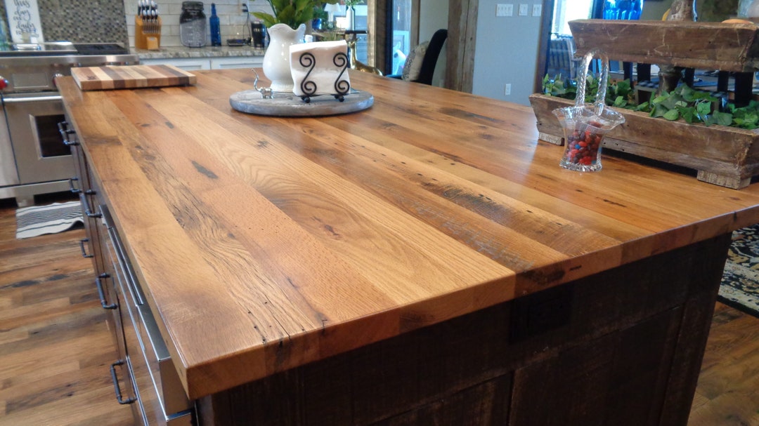 Custom Solid Reclaimed Oak Kitchen Island Countertop Reclaimed Wood Oak