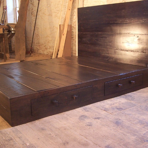 Wooden Platform Bed In King Size With Storage Drawers Wooden Platform Bed In King Size With, California King Bed Frame With Headboard Wood