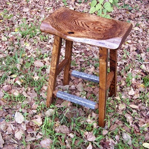 FREE SHIPPING, Counter Height Stool, Live Edge Stool, Reclaimed Wood Bar Stools, Oak Bar Stools, Dining Stools image 1