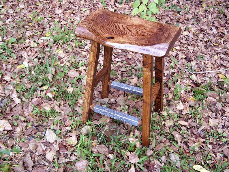 FREE SHIPPING, Counter Height Stool, Live Edge Stool, Reclaimed Wood Bar Stools, Oak Bar Stools, Dining Stools image 1