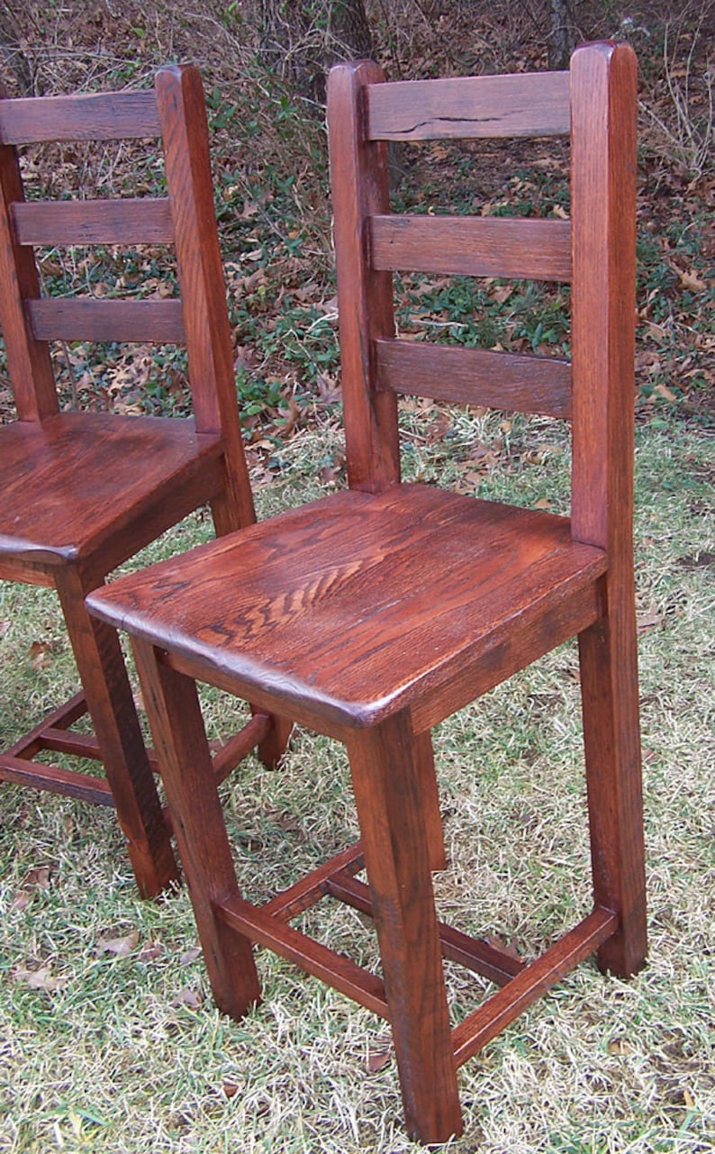 Custom Bar Stools With Back, Wood Bar Chair, Wood Dining Chair, Antique Hardwood Chair, Oak Chair, Bar Height Chair, Dining Room Furniture image 6