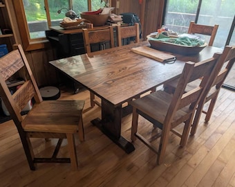 Reclaimed Oak Dining Chair - Rustic Farmhouse Slat-Back