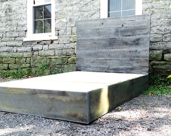 Reclaimed Barn Wood Platform Bed: Rustic Farmhouse Style
