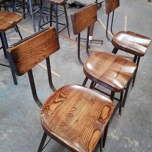Swiveling Scooped Seat Brewster, Wooden Seat Bar Stool with Backrest, Custom Kitchen Furniture image 9