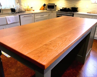 Custom Cherry Wood Plank Countertops Created With YOUR Dimensions - Butcher Block Table, Kitchen Island, Solid Cherry Countertops