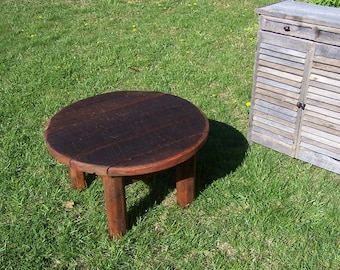 Rustic Round Barn Wood Outdoor Coffee Table