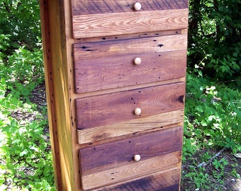 Wormy Chestnut Tallboy Dresser, Tall Narrow Dresser, Lingerie Chest Of Drawers, Solid Wood Dresser, Storage Shelves Dresser, One Of A Kind