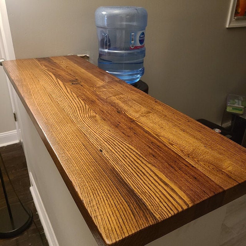 Custom Wormy Chestnut Butcher Block Countertops Reclaimed Wood Kitchen Island Butcher Block Tops Kitchen Solid Reclaimed Wood Countertop image 8