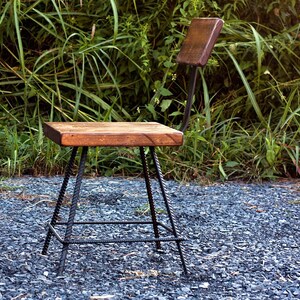 Industrial Restaurant Counter Stool with Back ~ Reclaimed Oak Wood Bar Chair ~ Factory Style Seating for Cafes, Bars & Commercial Spaces bild 2