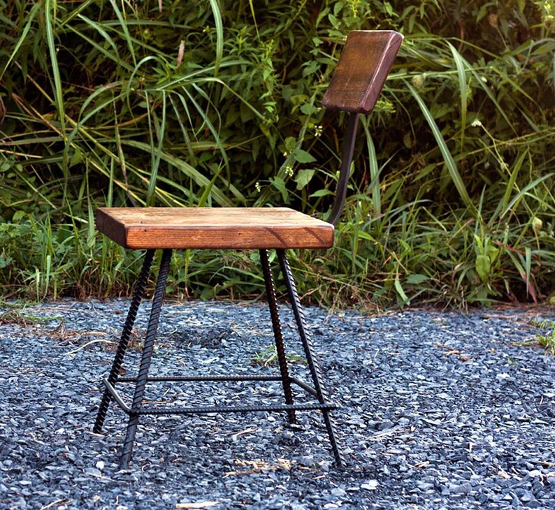 Industrial Restaurant Counter Stool with Back ~ Reclaimed Oak Wood Bar Chair ~ Factory Style Seating for Cafes, Bars & Commercial Spaces bild 2