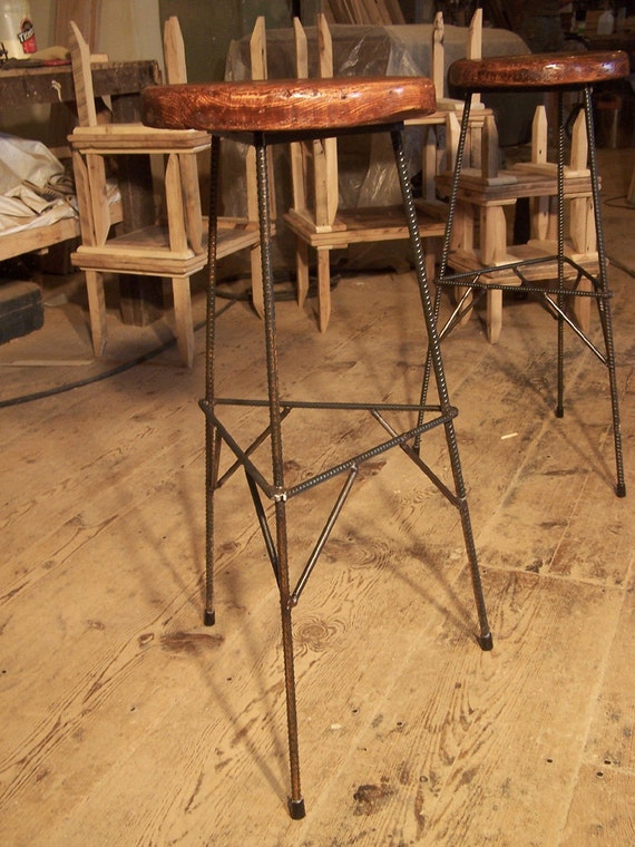 Industrial Base Free Shipping Hand Made Reclaimed Seat The Factory Bar Stool 