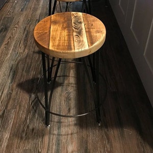 Counter Height Stool, Counter Stools, Industrial Bar Stools, Rustic Bar Stools /ICE CREAM/ Reclaimed Wood Stool, Modern Farmhouse Stools image 9