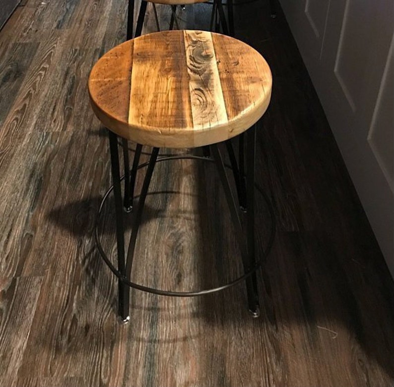 Counter Height Stool, Counter Stools, Industrial Bar Stools, Rustic Bar Stools /ICE CREAM/ Reclaimed Wood Stool, Modern Farmhouse Stools image 9