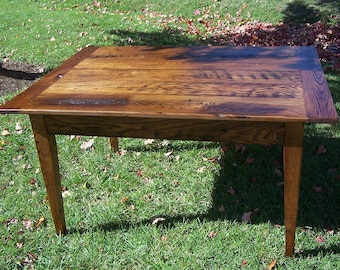 Rustic Reclaimed Wood Oak Dining Table - French Country Antique Kitchen Table - Farmhouse Custom Furniture