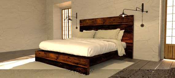 Queen size low platform bed frame outlet