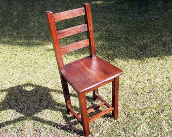 Reclaimed Oak Bar Stool with Back, Rustic Ladderback Style