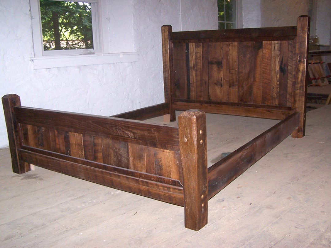 Rustic Bed Frame With Beveled Posts Wood Bed Platform Queen Bed