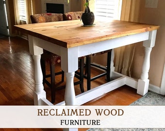 Kitchen island butcher block table - Modern mid century wood kitchen island - Bohemian kitchen dining table