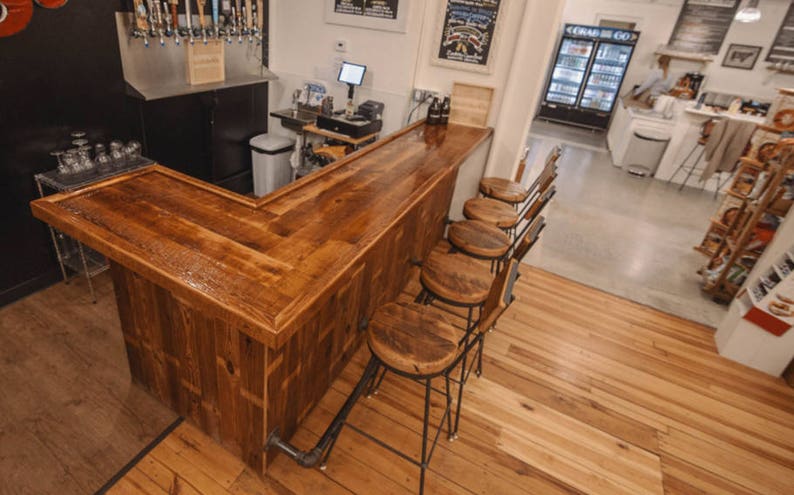 Swivel Bar Stools with Backs - Counter Height Stools with Backrest - Rebar Metal Frame and Reclaimed Solid Wood Seat for Commercial Seating bild 5