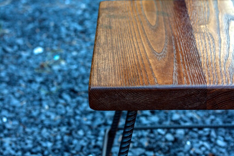 Industrial Restaurant Counter Stool with Back ~ Reclaimed Oak Wood Bar Chair ~ Factory Style Seating for Cafes, Bars & Commercial Spaces bild 5