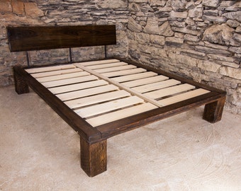 The Lakeside Modern Industrial Platform Bed Frame, Rustic Platform Bed, Reclaimed Wood Bed, Eco Friendly Platform Bed, Bedroom Furniture