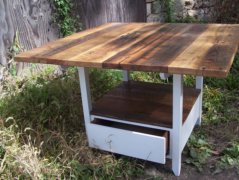 Reclaimed Wood Kitchen Island, Wood Island Base, Wood Butcher Block, Solid Wood Island, Storage Kitchen Table, Kitchen Table With Drawers image 1