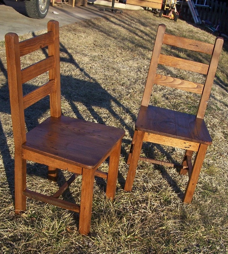 Kitchen Chair With Back, Wood Dining Chair, Ladderback Chair, Farmhouse Dining Chair, Rustic Side Chair, Wormy Chestnut Chair, Dining Room image 3