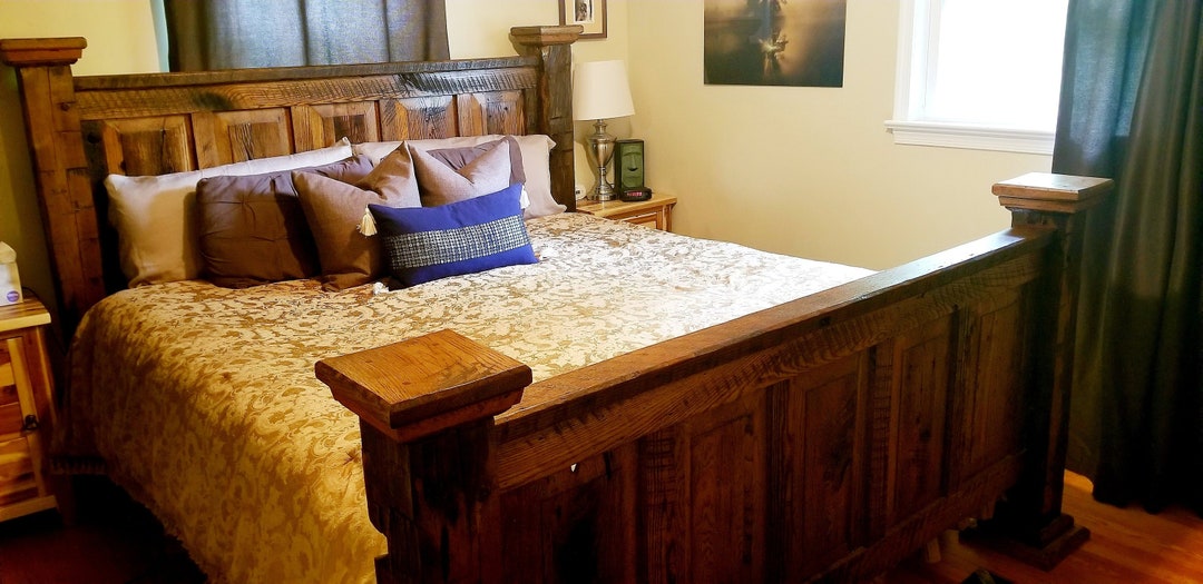 Rustic Custom Beds Custom Reclaimed Wood Bed Frame: the Montana Rustic Farmhouse Barnwood ...