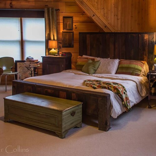 The Mountain Man Bed King Wood Bed Frame Barn Wood Platform Etsy
