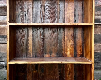 Reclaimed Wood Bookcase, Rustic Bookshelf, Solid Wood Bookcase, Industrial Bookcase, Wood Furniture, Shelving Unit, Large Bookcase, Wall