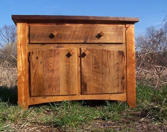 Rustic Reclaimed Wood Kitchen Island, Butcher Block with Drawers