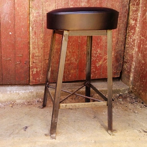 Steel Bar Stool, Black Bar Chair, Modern Leather Stool, Metal Bar Stool, Kitchen Chair, Industrial Bar Stool, Antique Wood Furniture Decor